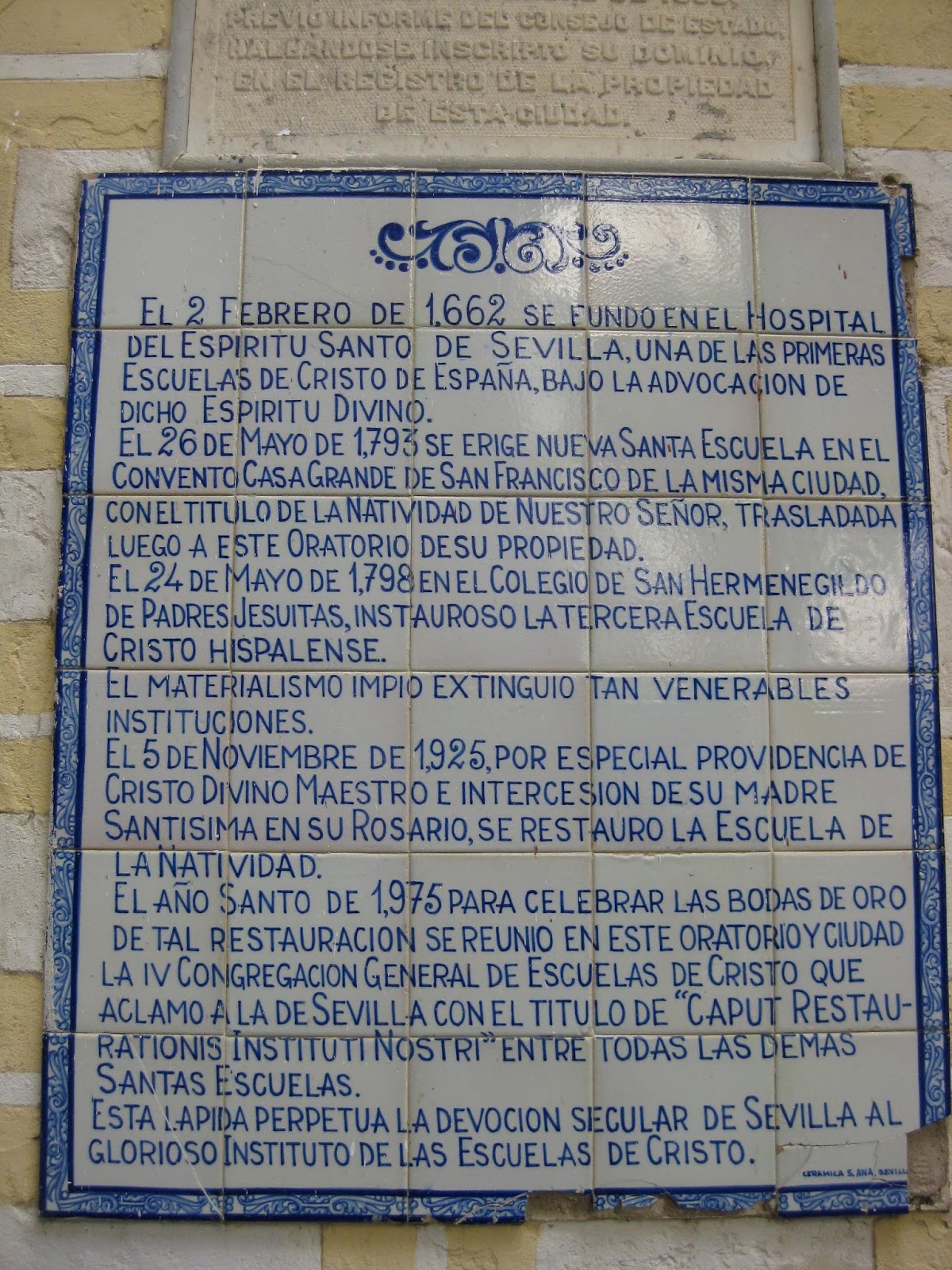 Azulejo en la Fachada del Oratorio